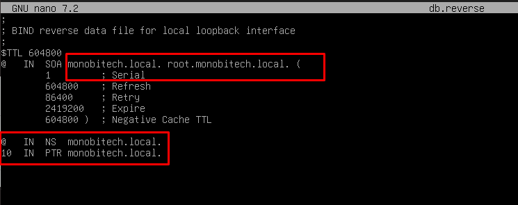 Konfigurasi file db.reverse DNS Server Bind9 di Debian Linux
