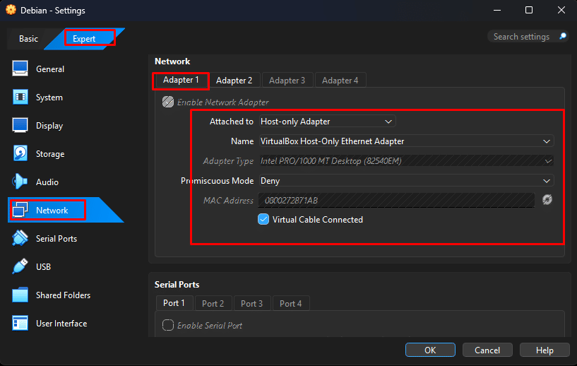 Konfigurasi IP Address static Debian Server 12 dan 13 di VirtualBox