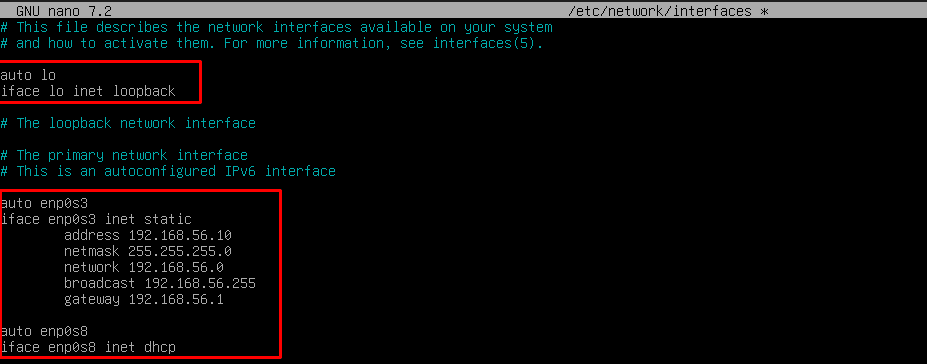 Konfigurasi IP Address static Debian Server melalui file /etc/network/interfaces