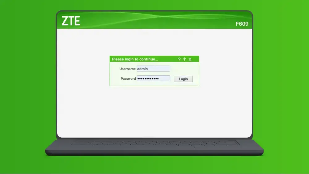 Tampilan halaman Router Login ZTE F609 terbaru